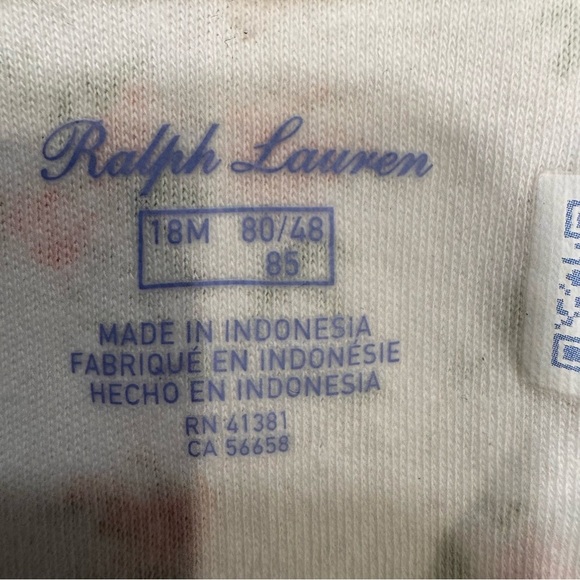 Ralph Lauren Dress Girls 18M White w/ Pink Floral Collared Ruffle Short Sleeve - Picture 3 of 7